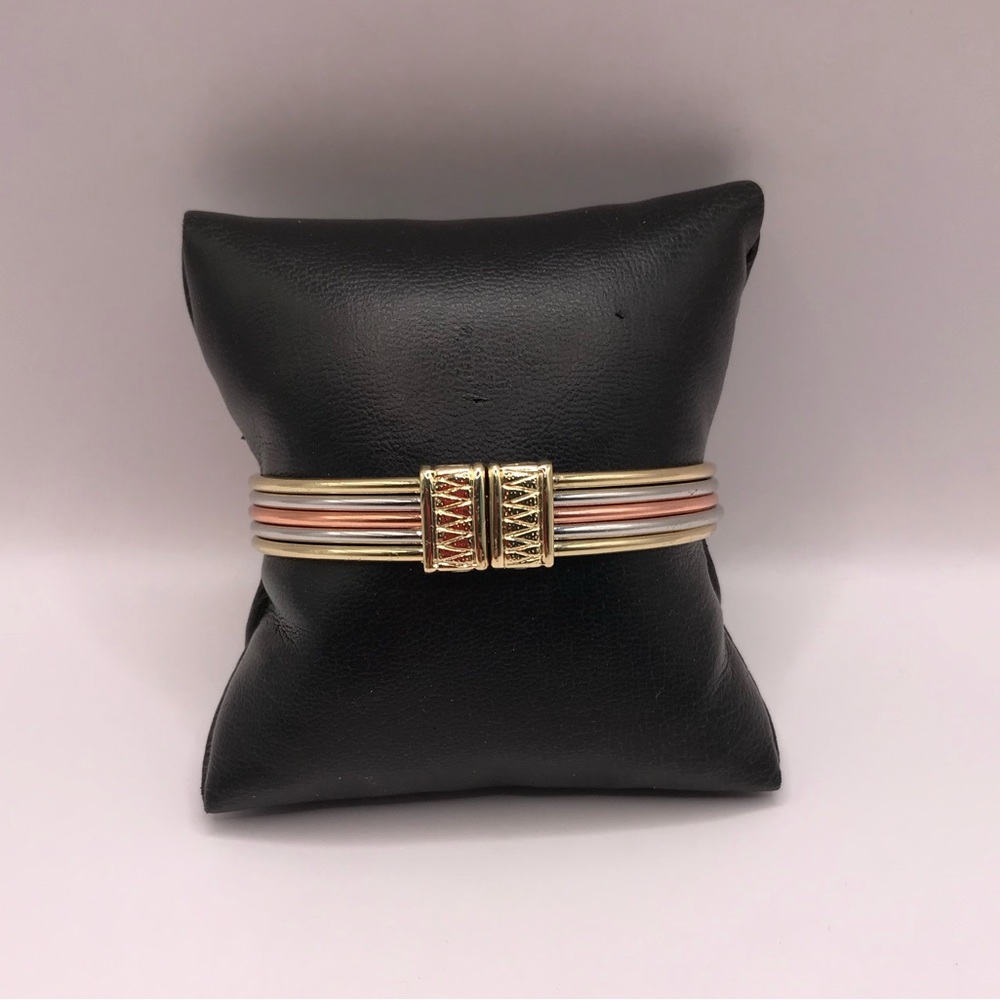 Premier Designs Tri-Colored Hinged Bangle Bracelet - Picture 2 of 6